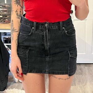 Black Denim Mini Skirt